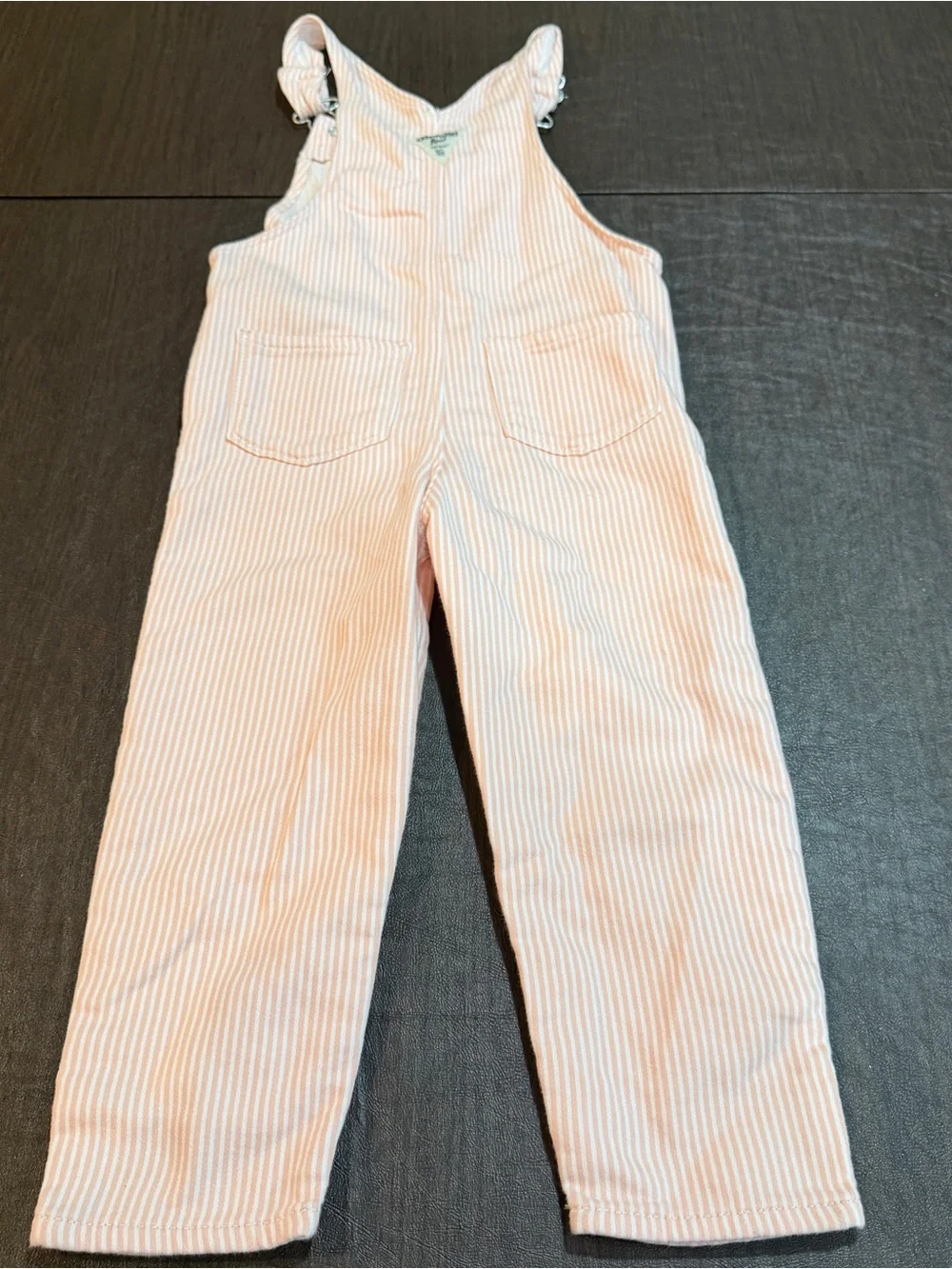 OshKosh B'gosh Pink Hickory Stripe Kids Overalls Sz 5T
